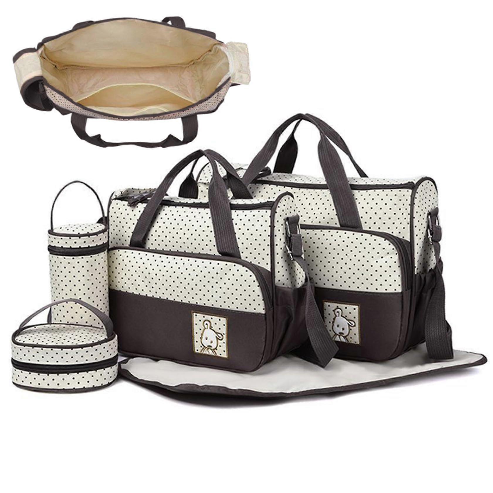 5Piece Diaper Bag Set – Waterproof Baby Travel Bag with Large Capacity, Includes Changing Mat