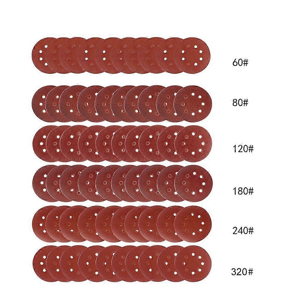 Circular Sanding Discs 60Pcs 5-Inch 8-Hole Grit Sandpaper for Stone Glass Anti-Static Cleaning