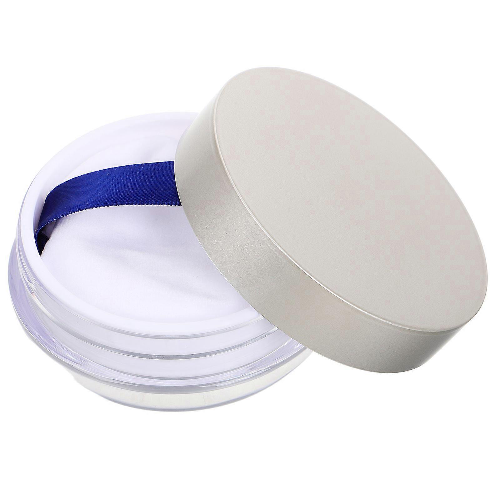 Makeup Containers Loose Powder Container Travel Friendly Versatile Use 30g Round Shape for Women Silver 1Set