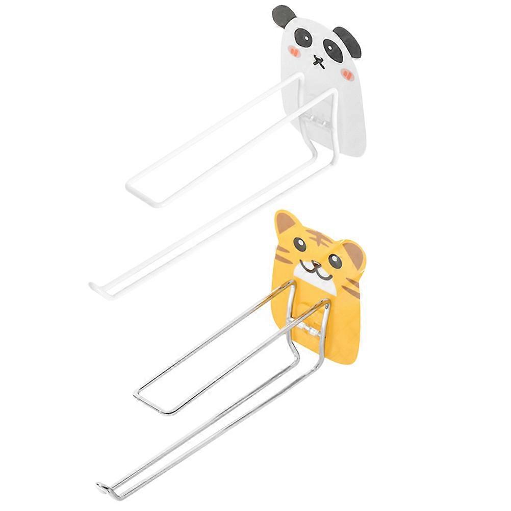 Wall Mounted Hanger Rack 2Pcs For Home Use Punch-free Installation Multifunctional Design Rectangular Shape 20.3x11.9cm