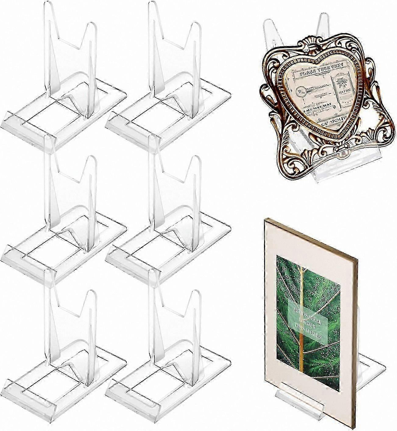 Adjustable Acrylic Display Stands, 6-Pack Transparent Easels for Plates & Photos