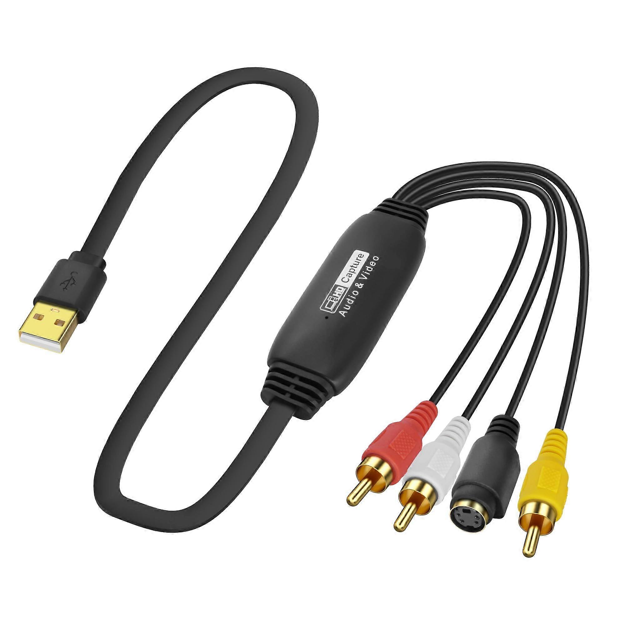 USB 2.0 Audio Video Capture Card S-Video and 3 RCA to USB CVBS VHS VCR Digital Converter for DVD Player Laptop PC 1.2 m