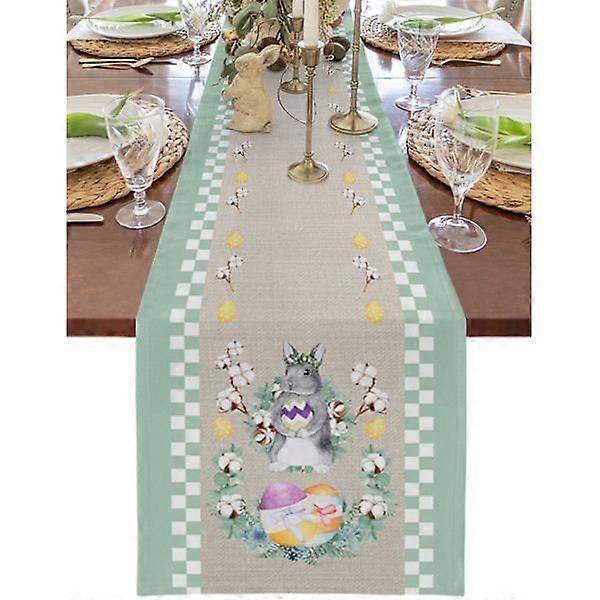 Easter Plaid Rabbit Egg Table Runner Wedding Party Table Decorations Home Decor Gift