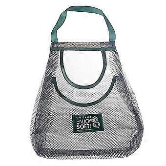 Hanging Mesh Bag Vegetables and Fruits Reusable Fruit and Vegetable Bags Breathable Mesh for Vegetables, Fruits, Kitchen Storage white and blue 41*35c
