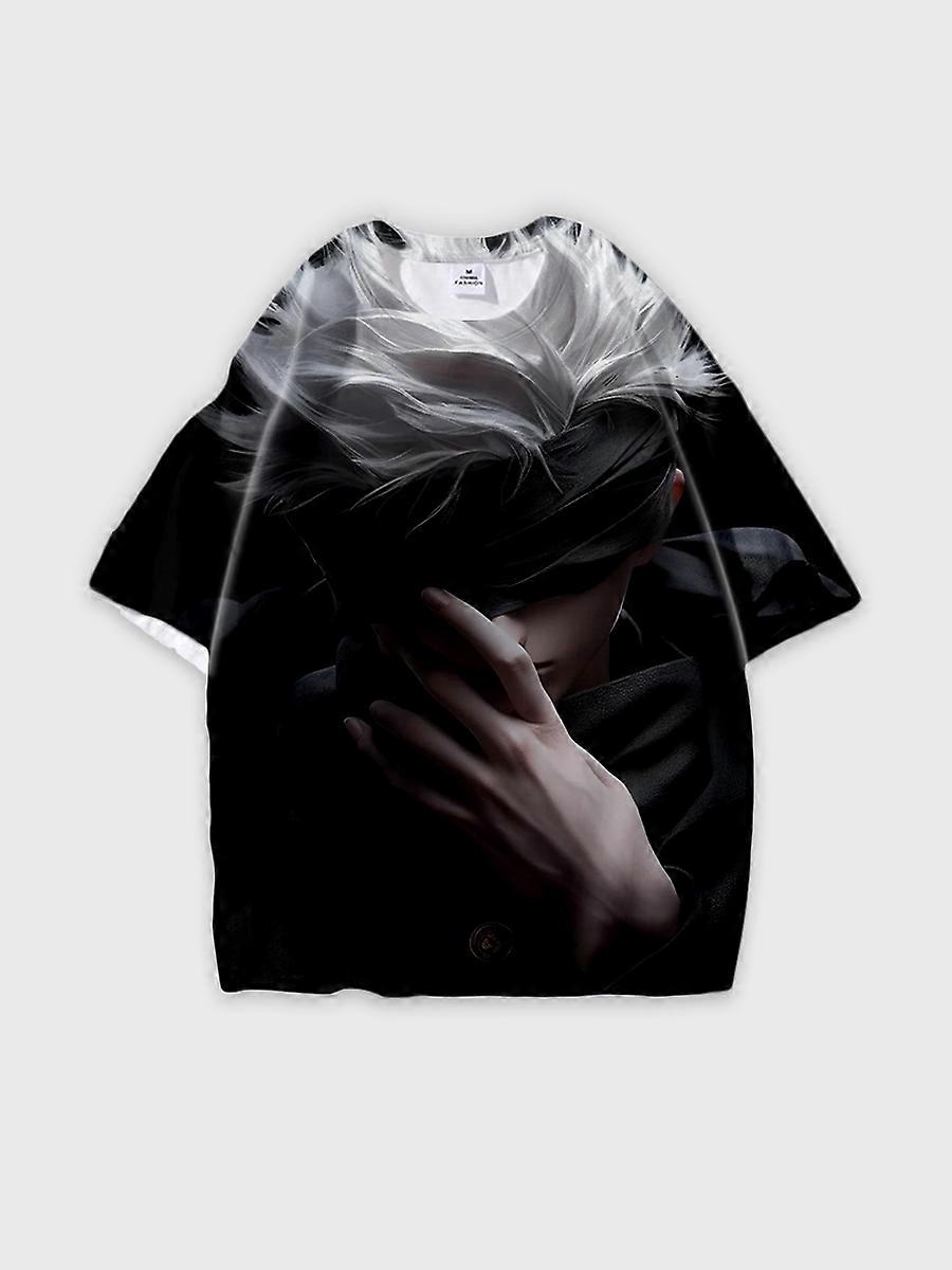 T-shirt round neck Character Pattern loose short sleeve P2779