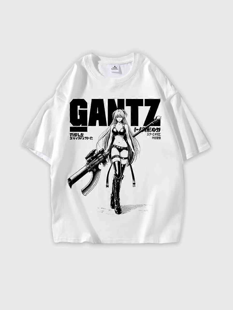 T-shirt round neck book Characters Pattern loose short sleeve E1556