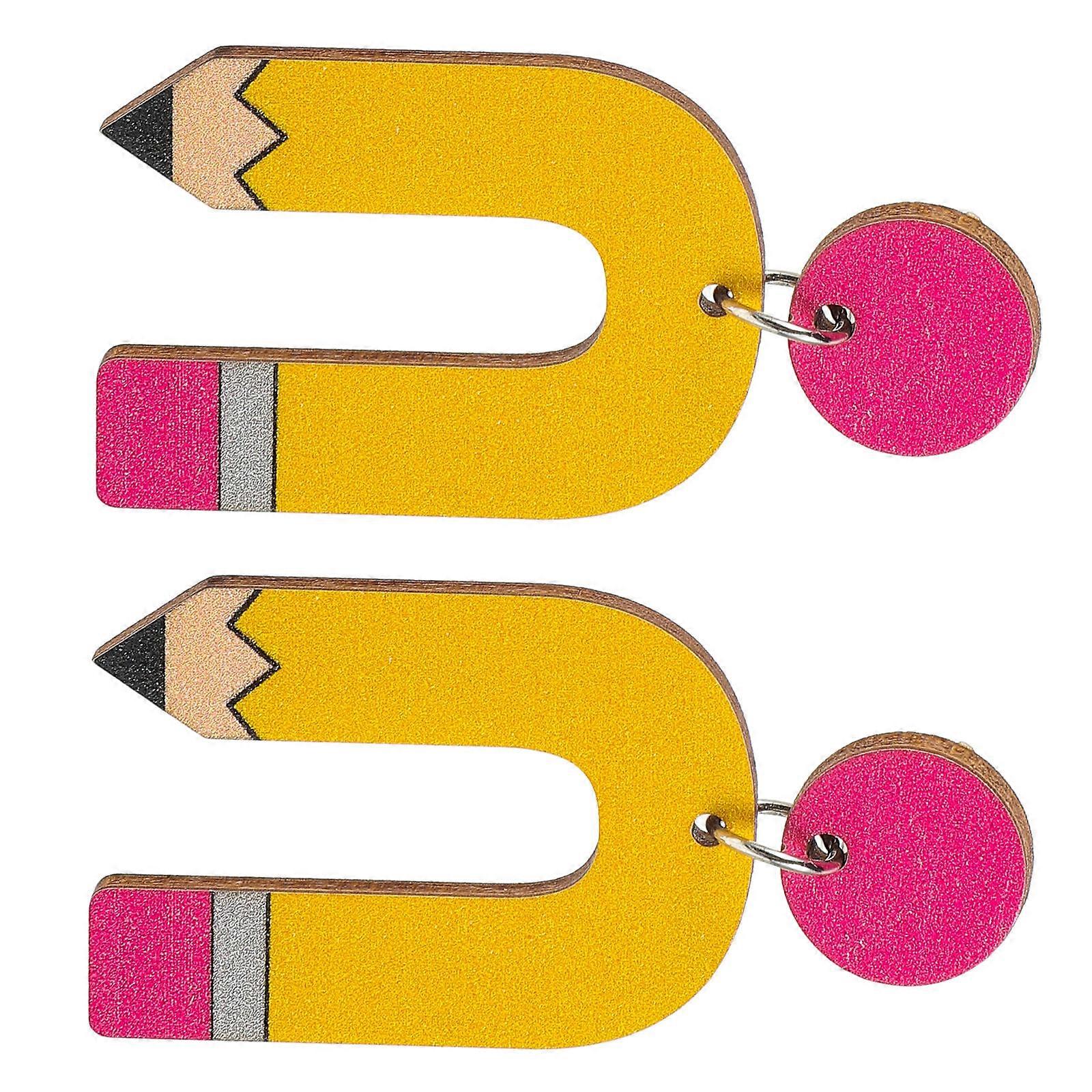 Teacher Appreciation Earrings with Unique Rainbow Pencil Design for Daily Wear Multi Color Lightweight Comfortable