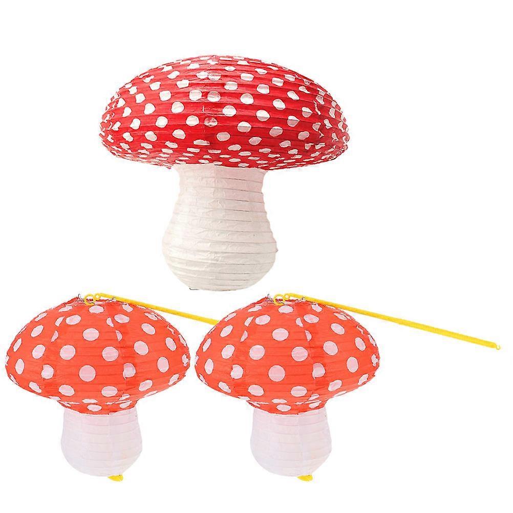 Red Mushroom Paper Lanterns 30x30cm Folding Design for Indoor and Outdoor Gatherings 3Pcs