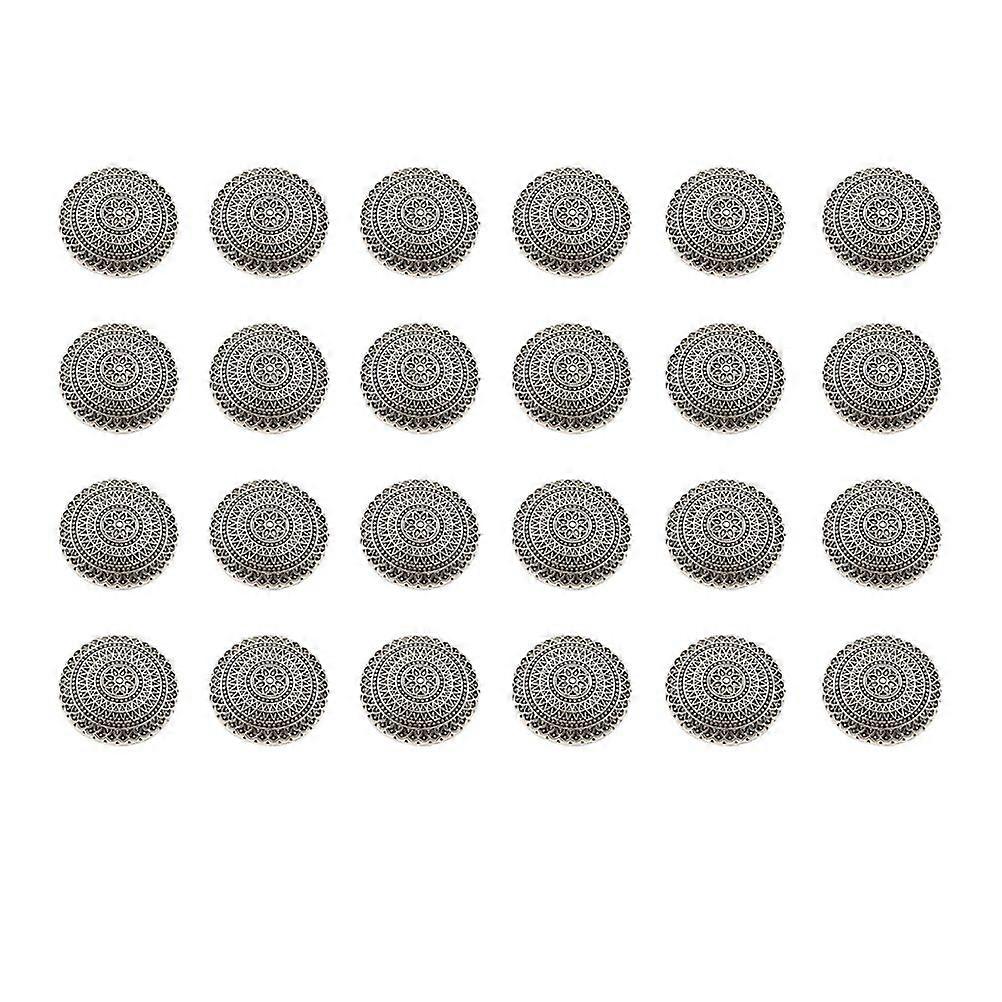 100 Pcs 20mm Metal Buckle Retro Pattern Button Handcraft Tools Down Button DIY Leather Craft Rivets Replacement (Antique Silver)