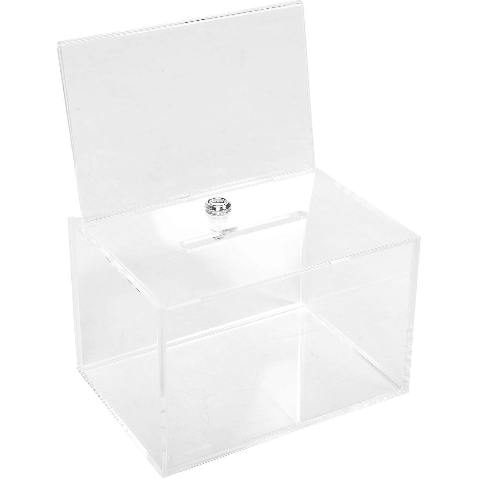 Paper Suggestion Box Acrylic Wall Mailbox With Key Voting Collection For Schools Businesses 16x11x10.3cm Clear And Elegant Style 1Pcs