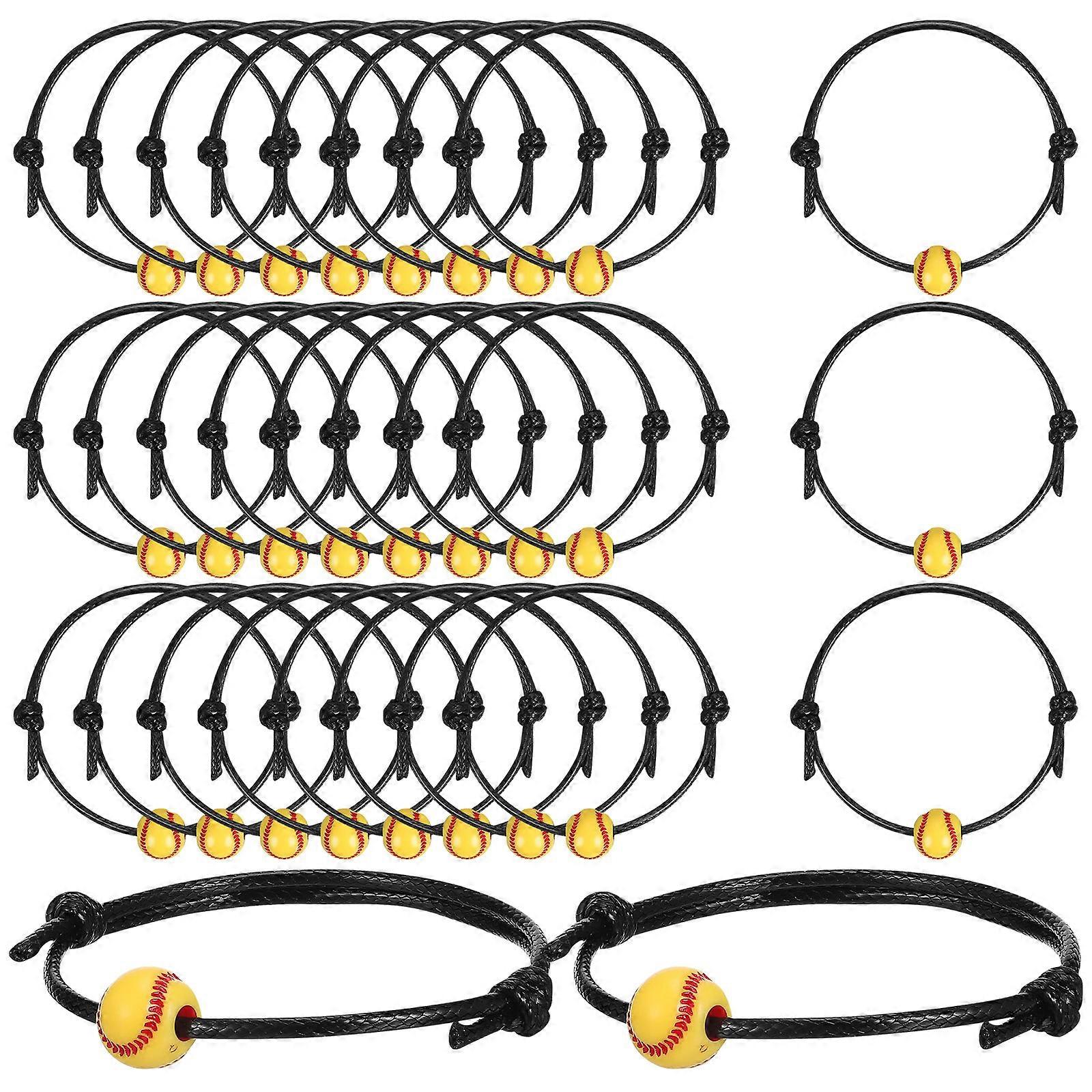 Baseball Charm Bracelets for Team Spirit Acrylic Adjustable Length 30pcs for Party Favors
