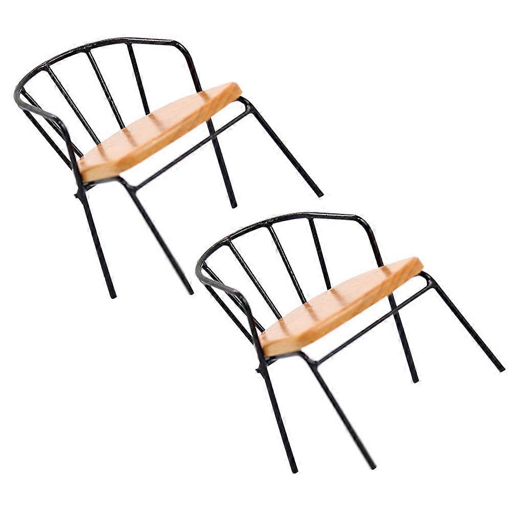 2pcs Doll House Chair Furniture Miniature Chair Desktop Ornament Doll House Accessory
