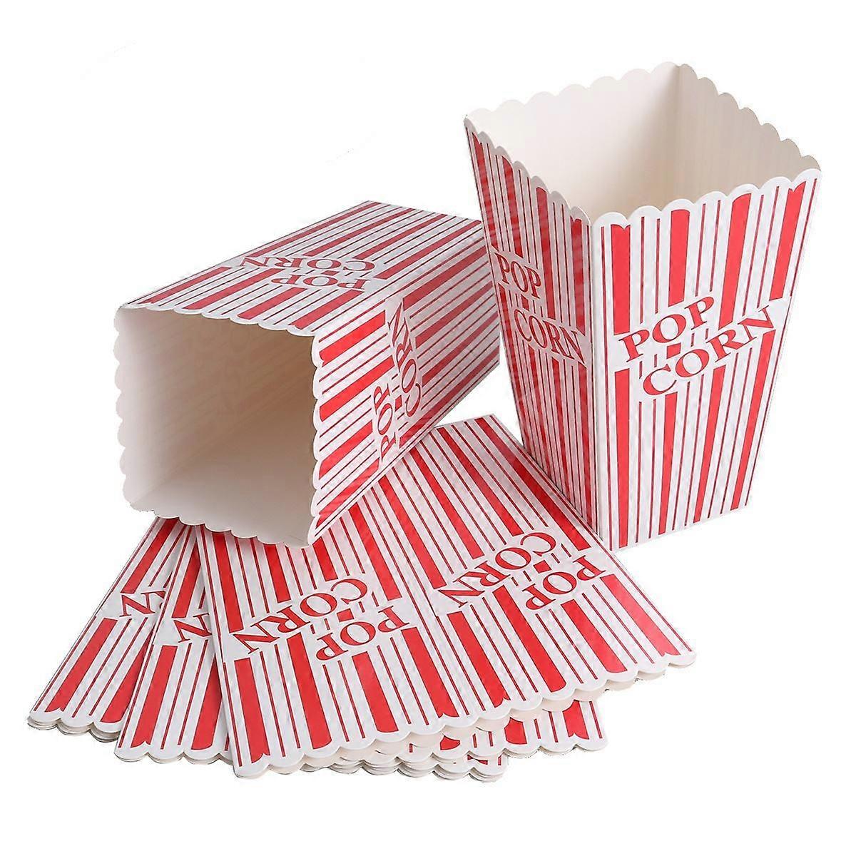 6Pcs Stripes Patterned Red Popcorn Containers For Girls Baby Shower 10X10X19cm