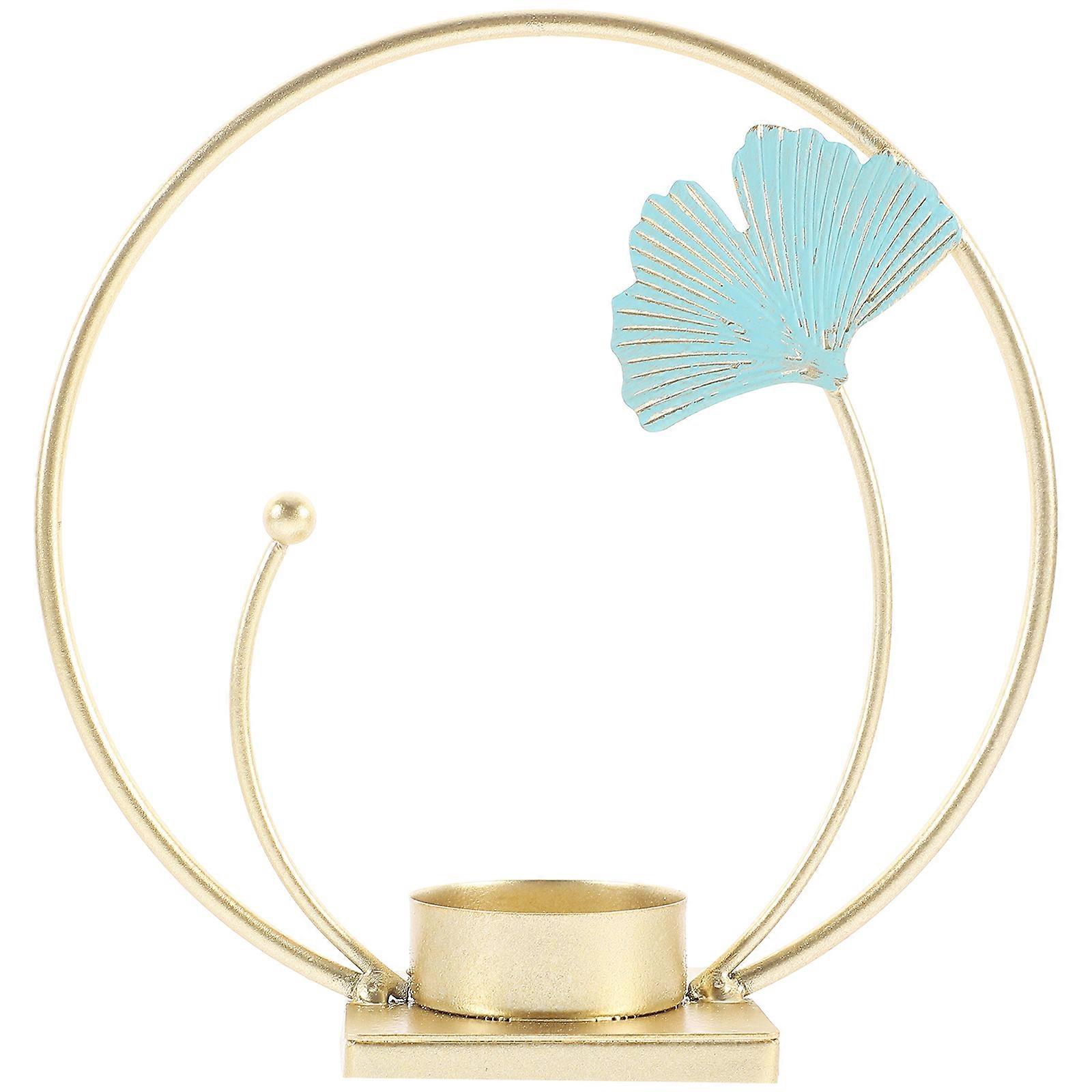 Golden Iron Candle Holders with Unique Leaf Design for Tabletop Decoration and Romantic Atmosphere 6.5 Inches