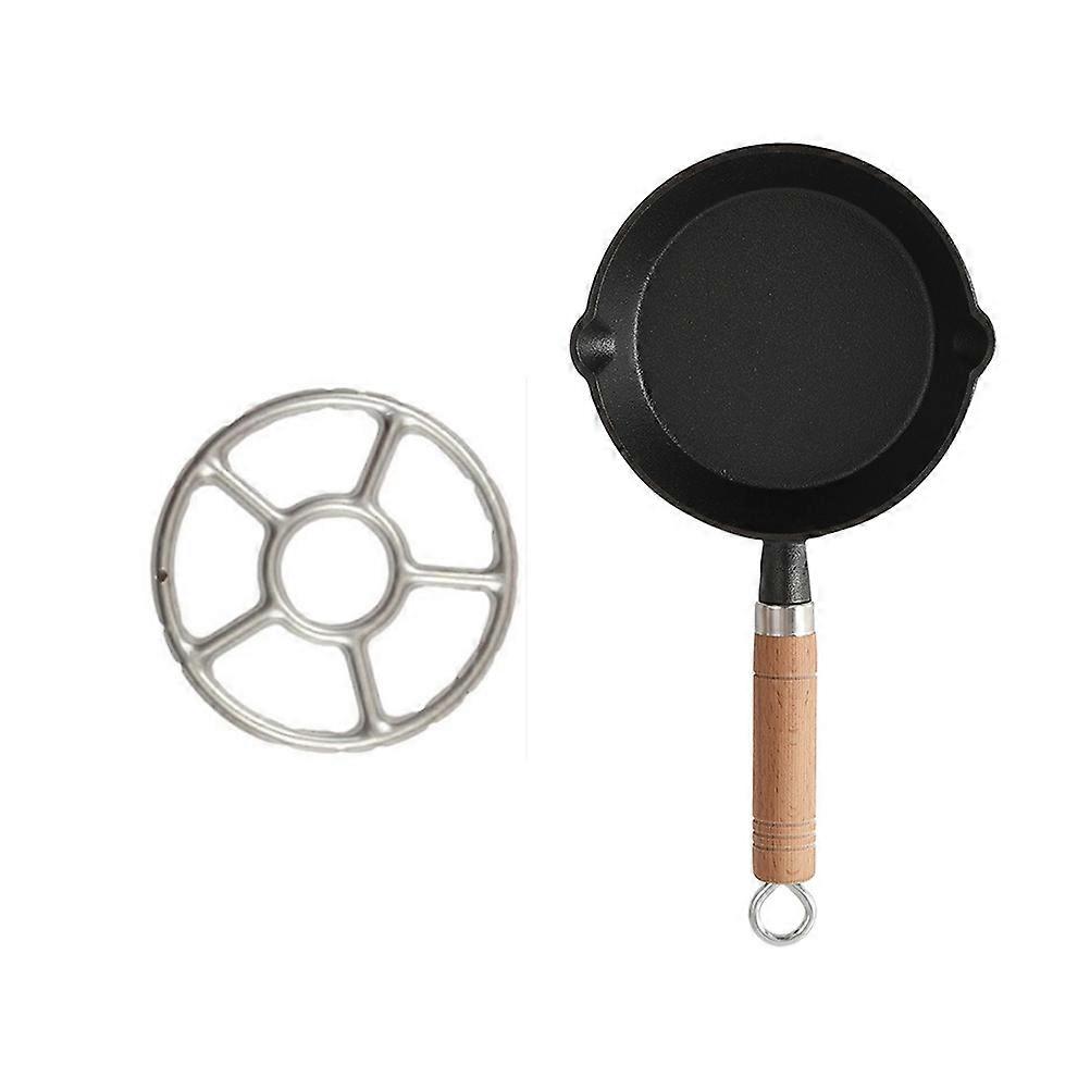 Egg Frying Pan with Long Handle and Rack Even Heating Nonstick Small Cooking Pot for Kitchen 6.3 Inches