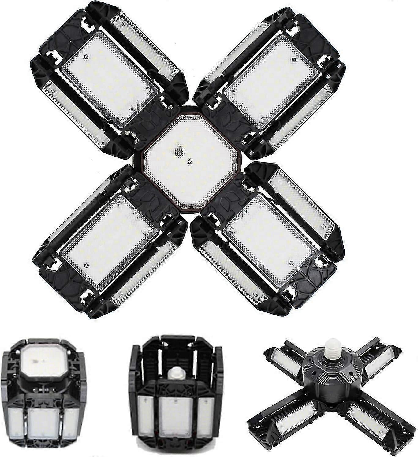 LED Garage Light, LED Garage Lighting, Dimmable Workshop Ceiling Light, E27 6000K Lighting, with Multiple Adjustable Panels, 15000 Lumens, Garage Work