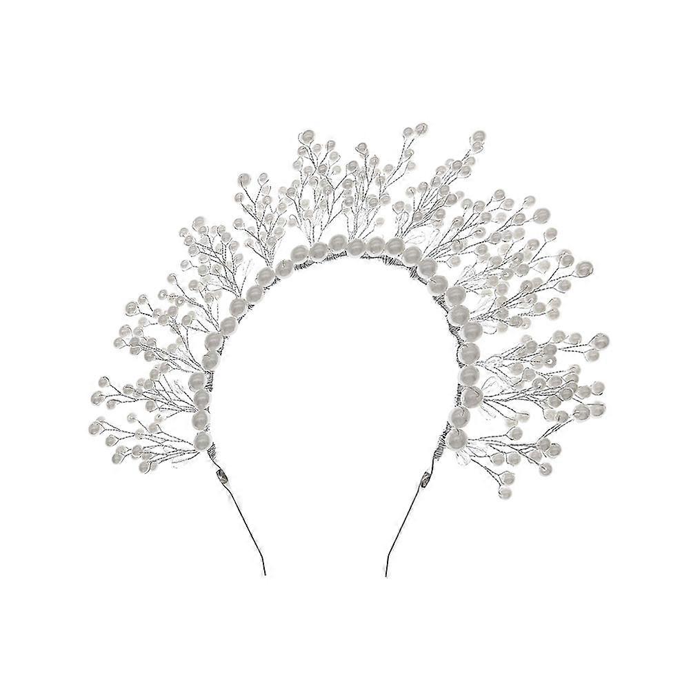 Elegant Pearl Tiara with Silver Rhinestones and Comb for Wedding Decor Lightweight and Durable 1