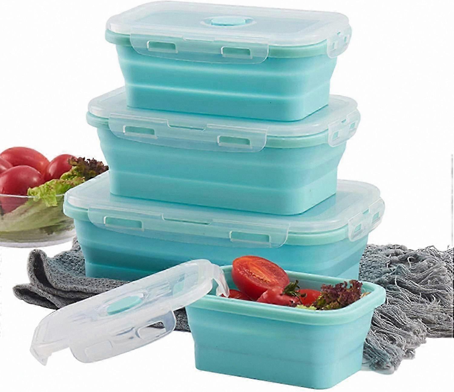 Set of 3 Silicone Food Storage Containers, Collapsible Bento Boxes for Microwave and Fridge, Reusable Lunch Containers for Meal Prep