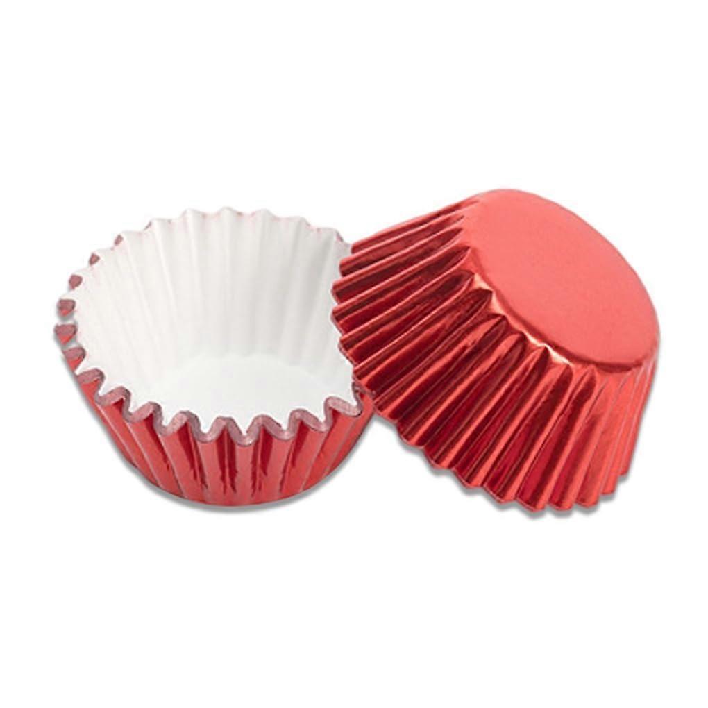 100 pieces of decorative cupcake paper liners add color to baking delights, muffins, and baked goods at home and in the kitchen, Red.