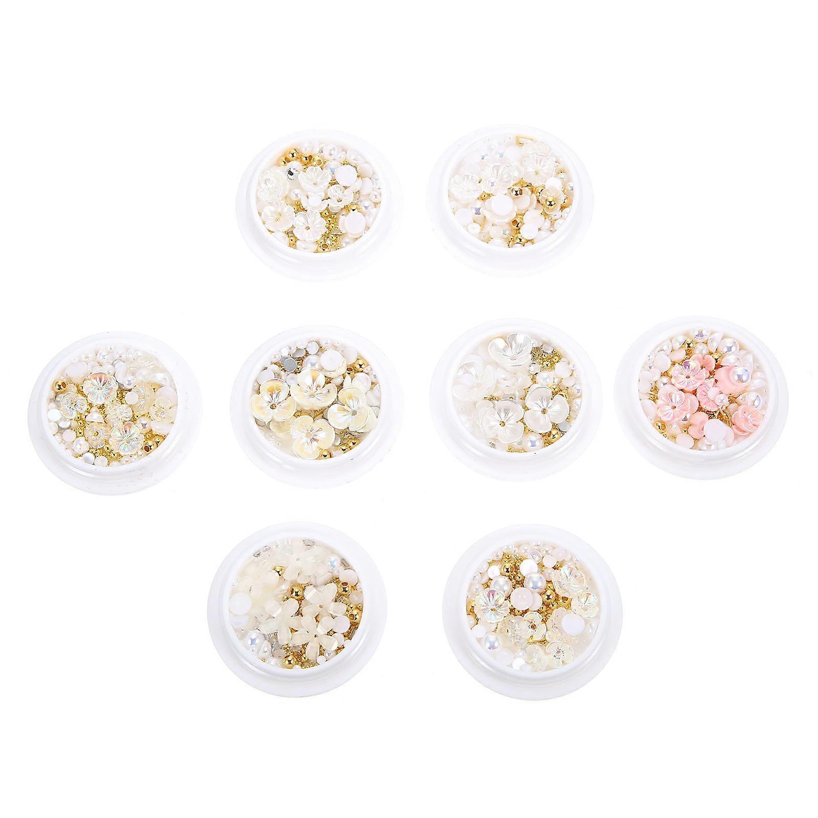 White Resin Nail Art Accessories for Manicure with Durable Material 8 Pieces