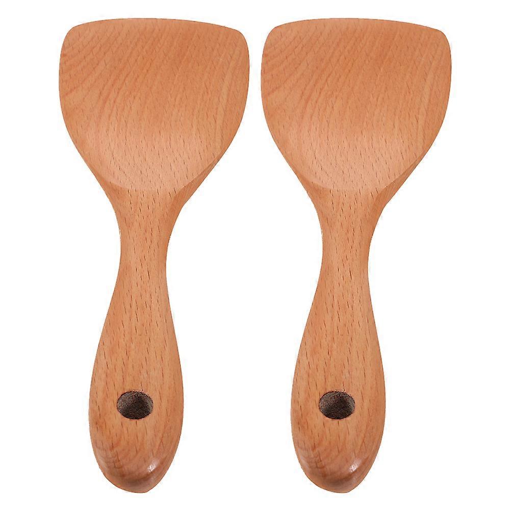 Natural Wood Paddle Rice Ladle, Beech Wooden Scooper with Thick Handle for Stirring, Serving, and Cooking – Multi Purpose Kitchen Utensil for Daily