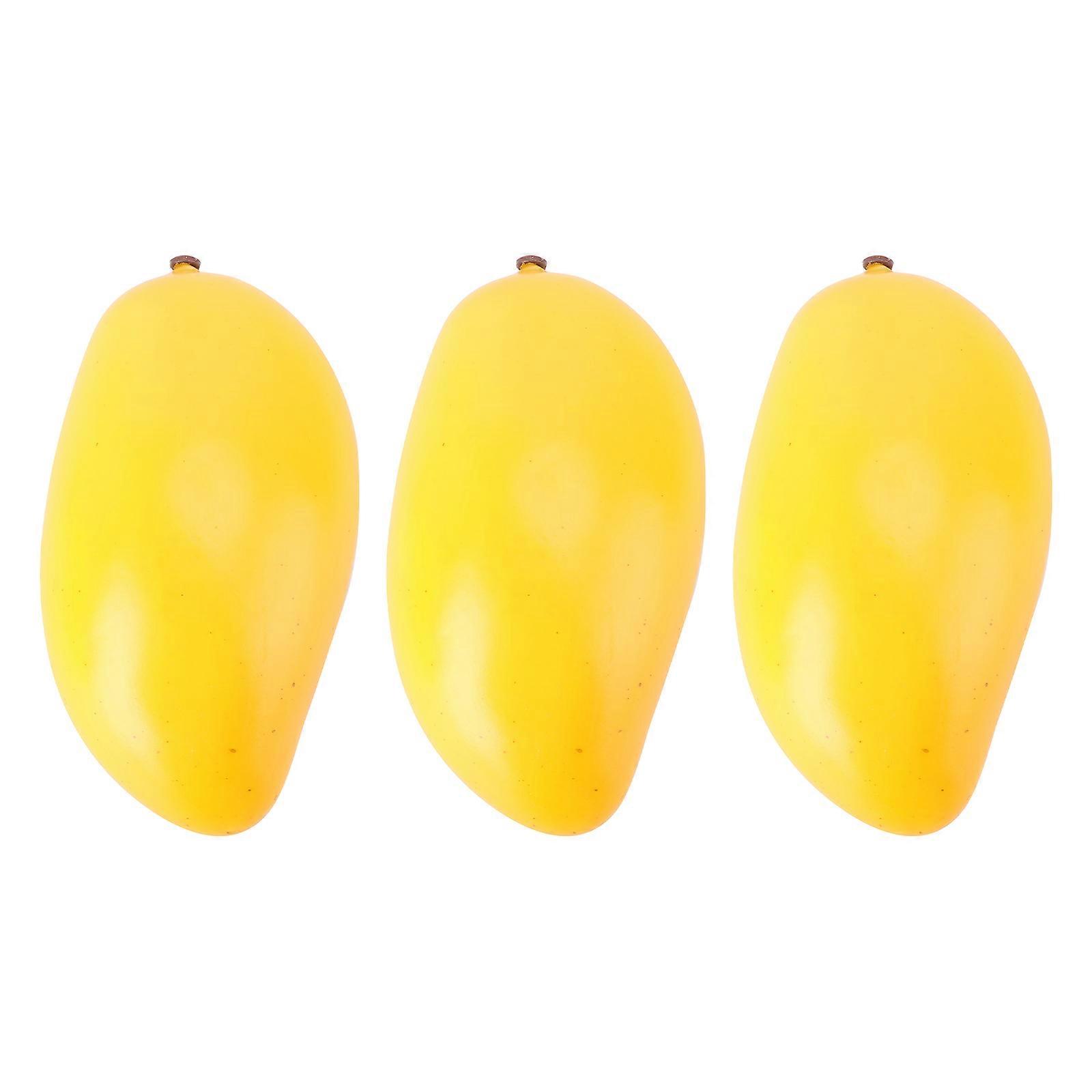 Fruit Model Toy for Kids Playing Safe and Lightweight Foam Yellow 3pcs Lifelike Mango Shape
