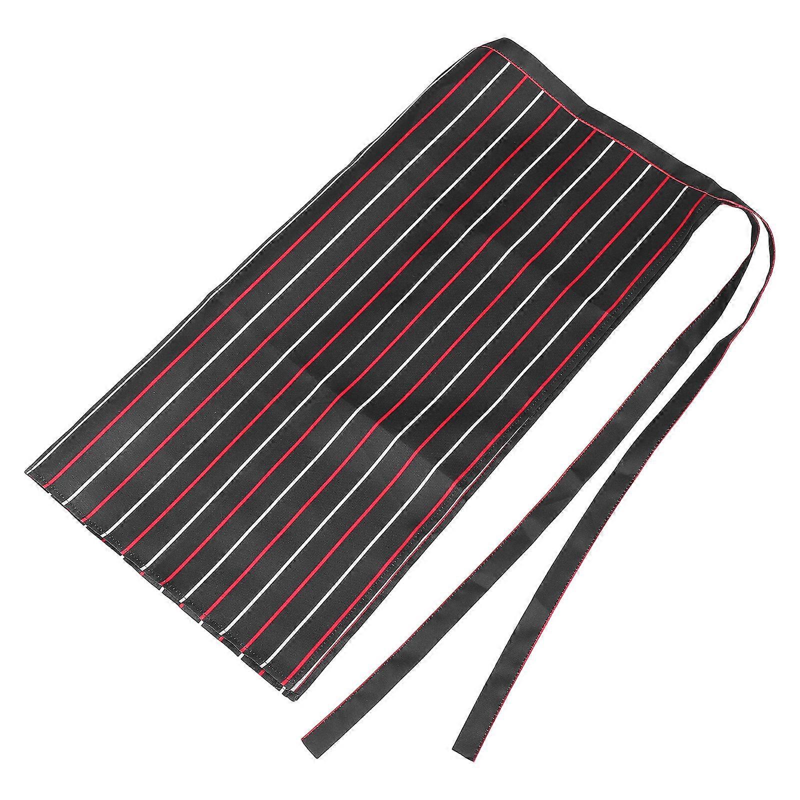 Oilproof Unisex Half Waist Apron with Spacious Pockets, Durable Blend Kitchen Apron for Chefs and Servers, Striped Design for Cooking and Serving