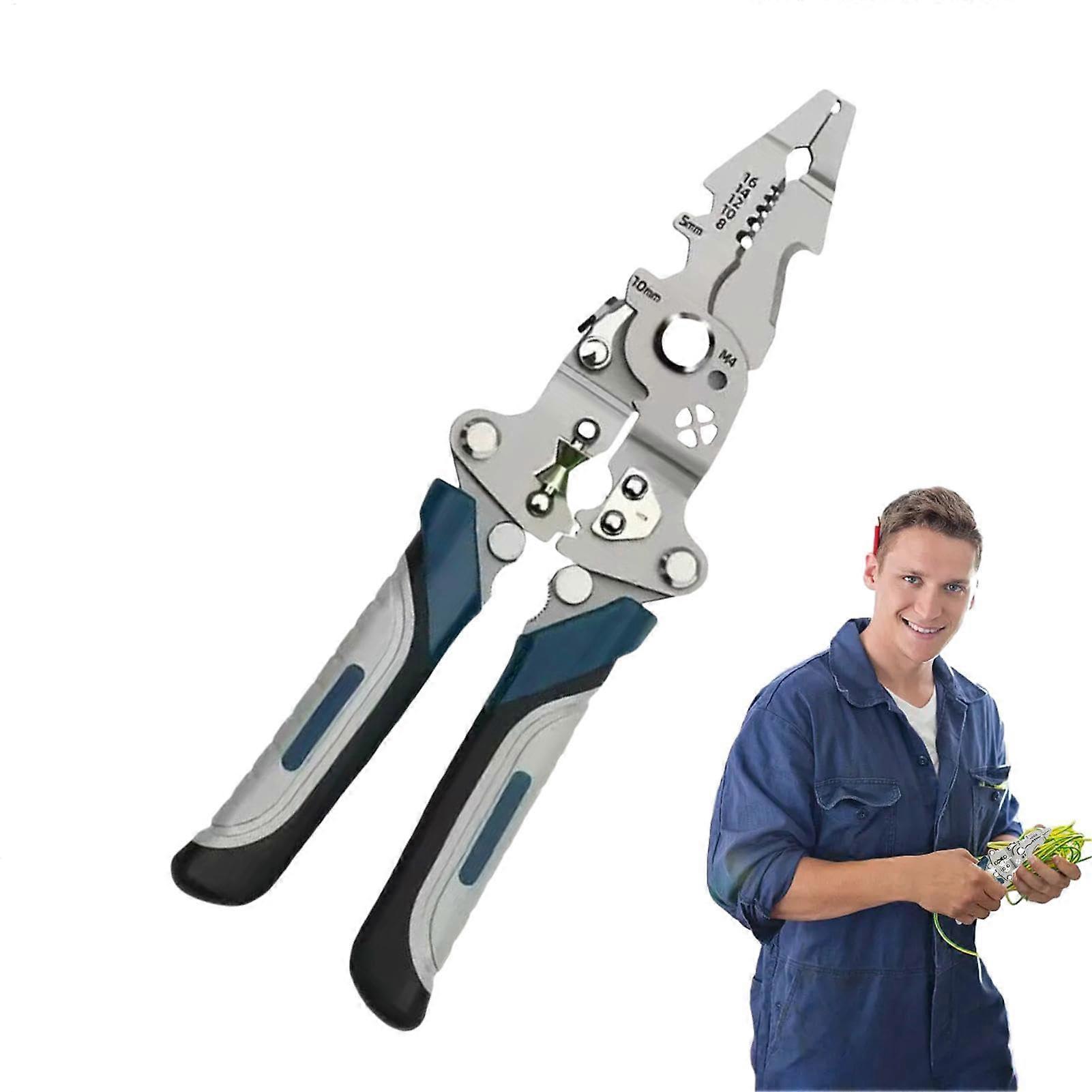 Multifunctional Wire Stripper Tool, 21-in-1 Folding Cable Cutter, Compact Professional Electric Wire Cutting Plier