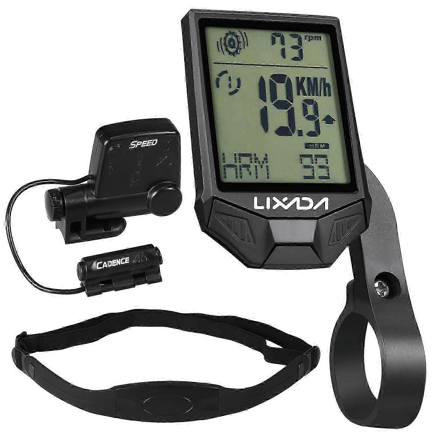 Cycle Wireless Computer with Heart Rate Sensor Multifunctional Rainproof Cycle Computer with Backlight LCD)