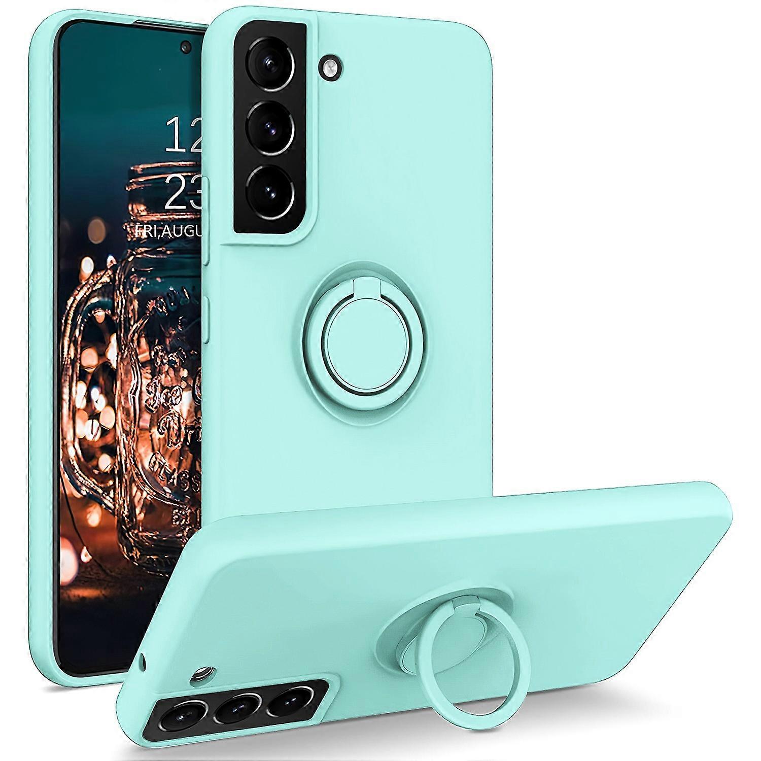 x3P For Samsung Galaxy S22 5G Scratch-resistant Solid Color Finger A0M Ring Kickstand Design Liquid 