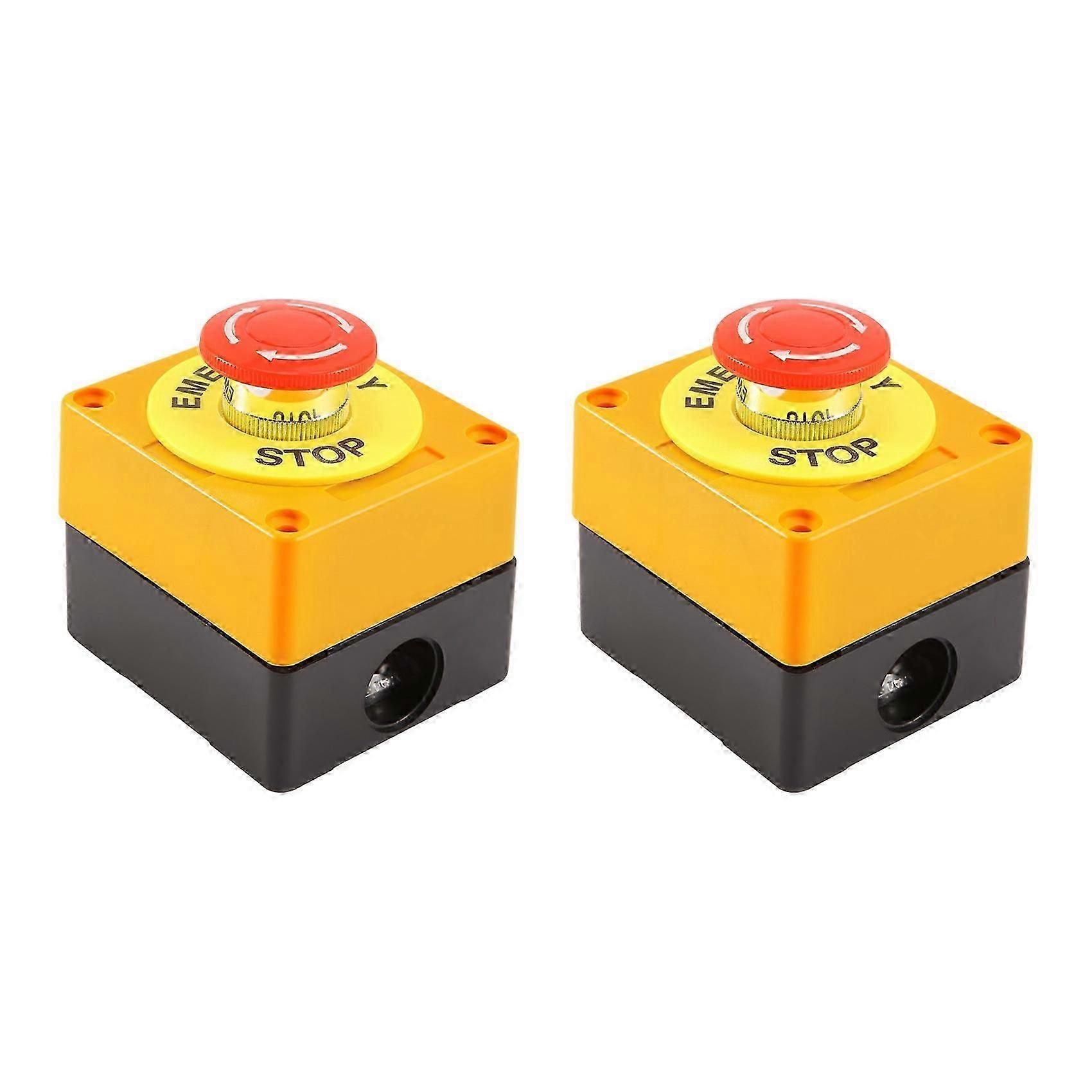 2Pcs Red Mushroom Emergency Stop Shut Off Push Button Switch No