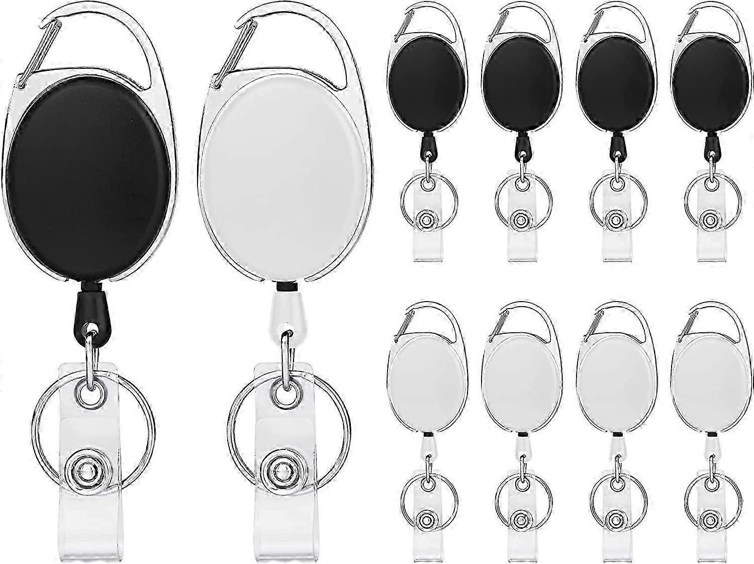 Retractable Keyring, 10Pcs Retractable Badge Reel, Badge Holder Clip Key Lanyard Belt Clip Extendable Key Chain with Key Belt Reel for Key Ring ID Car