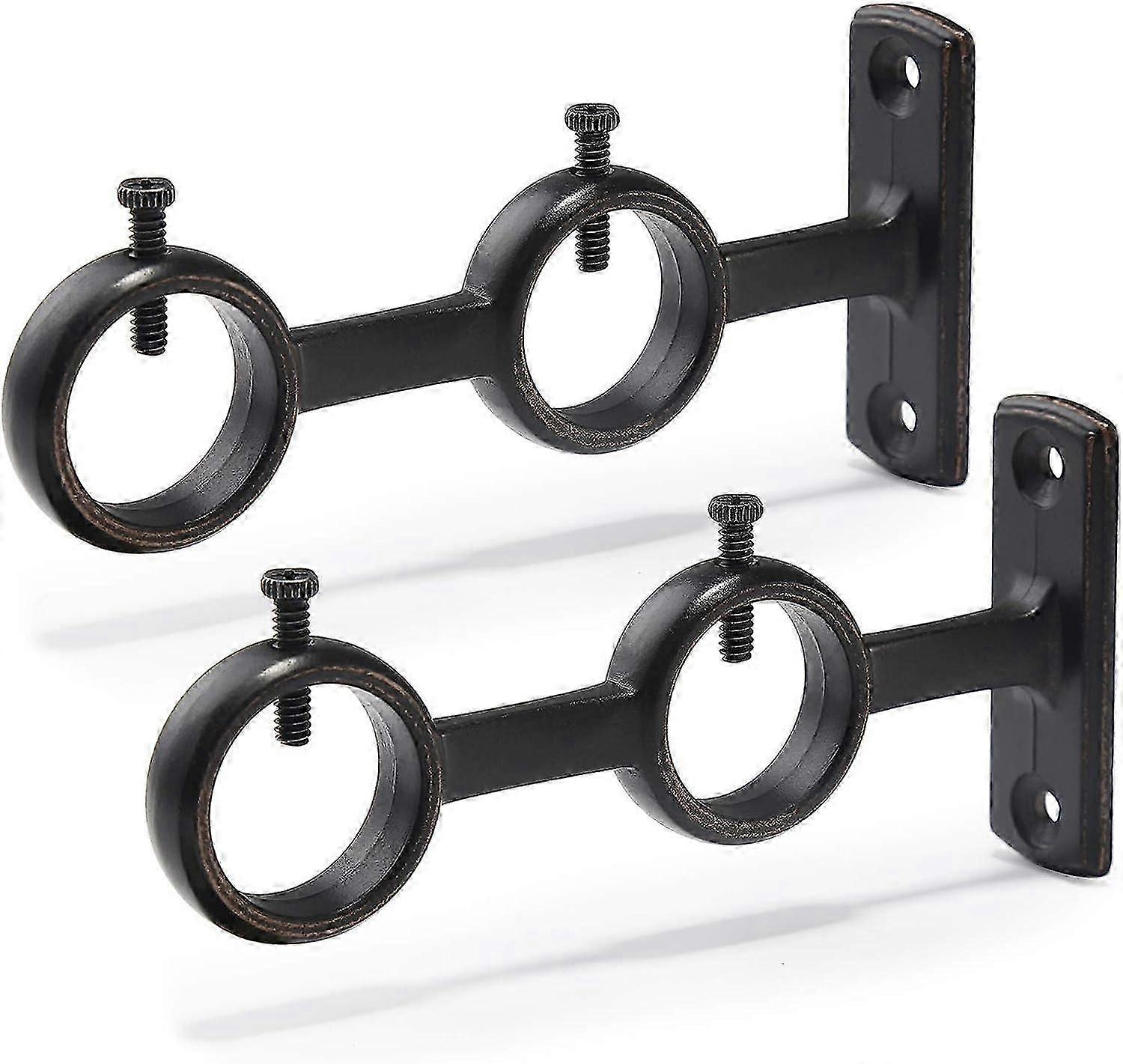 2 عبوة مزدوجة السنانير الستائر بين قوسين لغرفة المعيشة غرفة النوم ستارة قضيب الستائر (أسود) (2 قطعة)