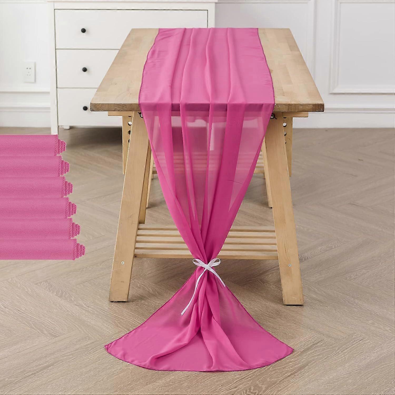 6Pack 10ft Chiffon Table Runner 29x120 Inch Sheer Romantic Table Runner for