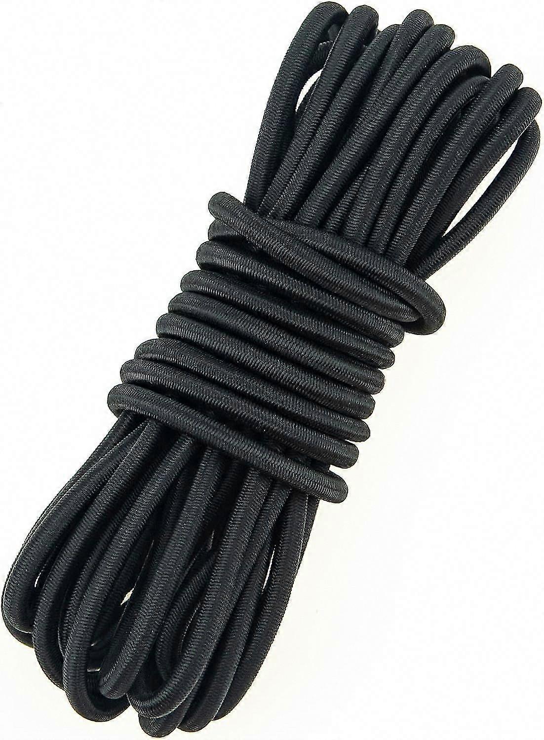 Fantasyon 4mm Black Elastic Cord 10m, Stretchy Bungee Rope, Multifunctional Drawstring Elastic for Backpacks
