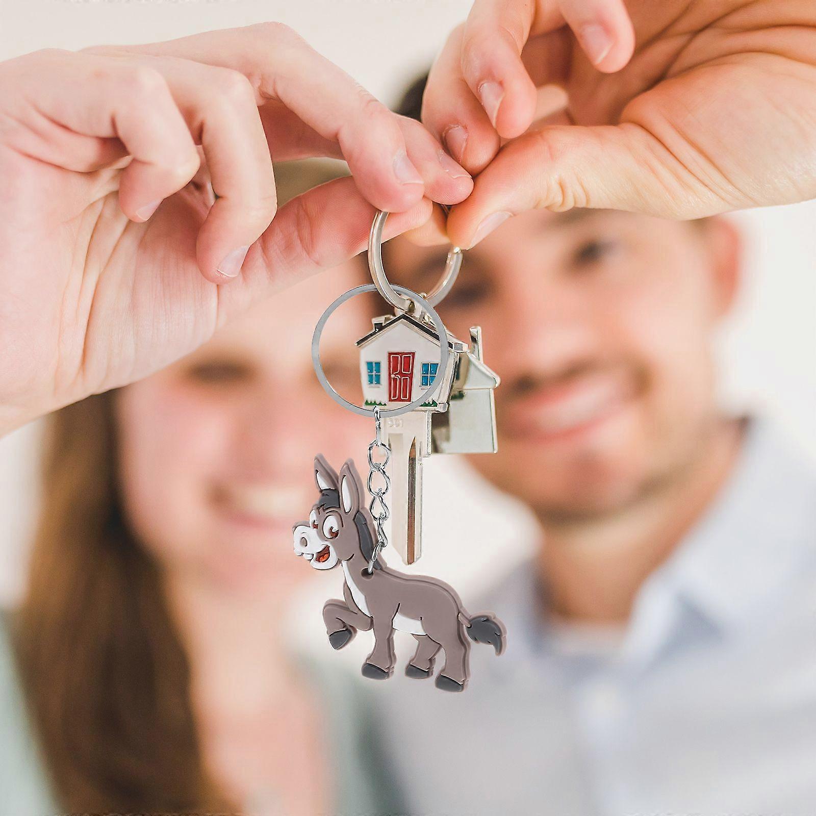 12pcs Jungle Animals Keyring Keychain Pendants Keychain Decoration Donkey Keychain Charms