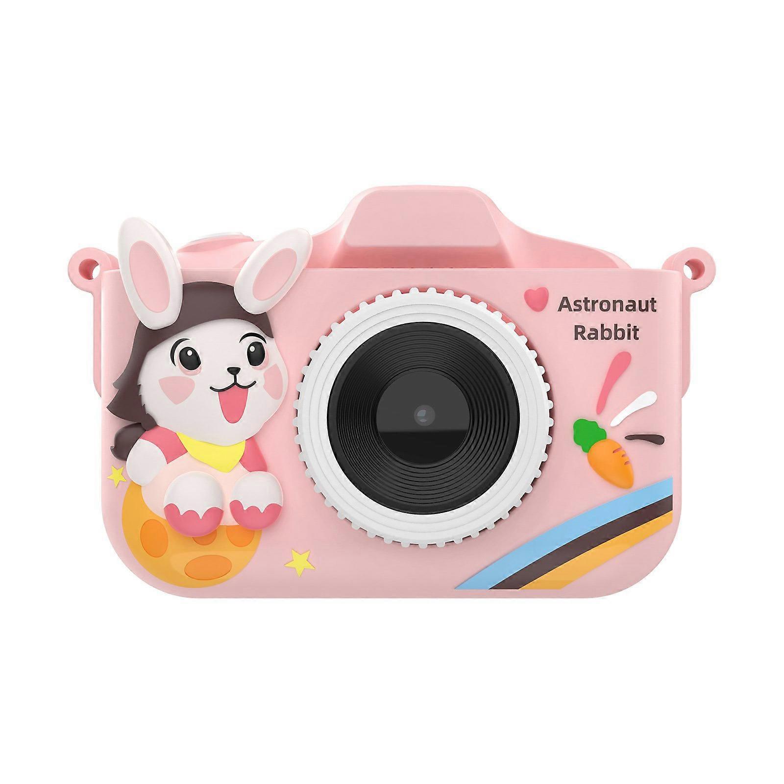 Kids Digital Camera With Double Cameras Built In MP3 Player And Educational Games For Children Interactive Toy Camera Durable ABS Design  Pink rabbit