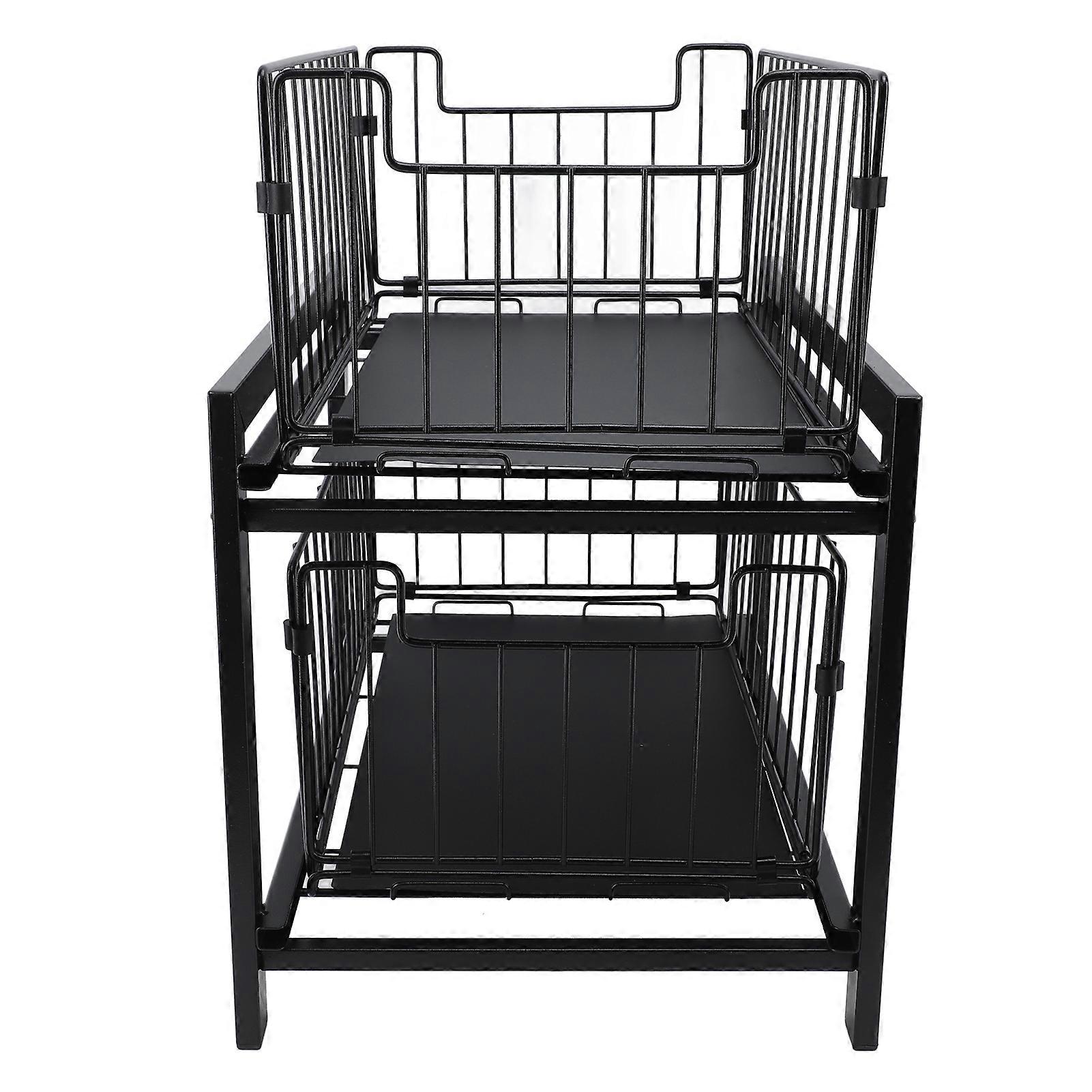 Under Sink Organizer Iron 2-Tier Pull Out Rack 37x26x38.5cm