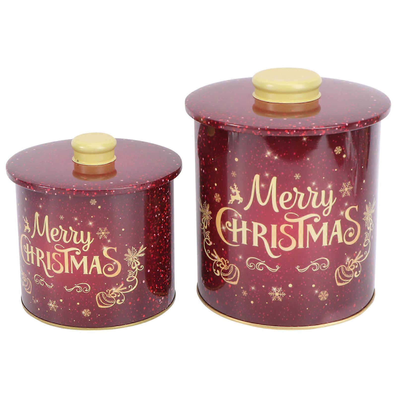 Christmas Gift Candy Boxes Made from Durable Iron Red Color for Storage Use 2PCS