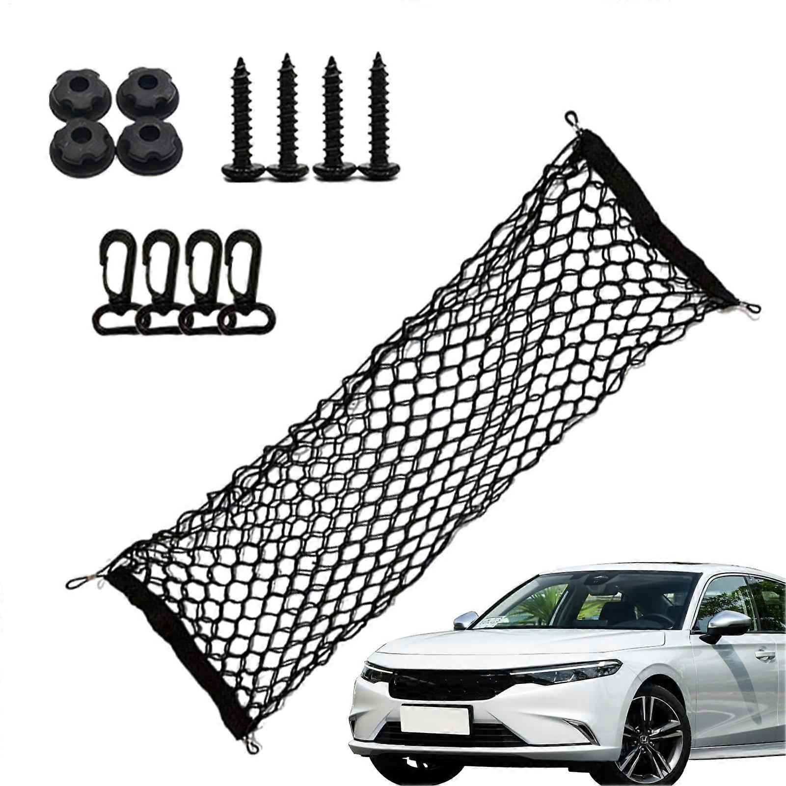 Car Trunk Mesh Organizer Net, Stretchy Cargo Net With Hooks, Double Or Single Layer, 110x40cm, Fabric, RV Sedan Truck