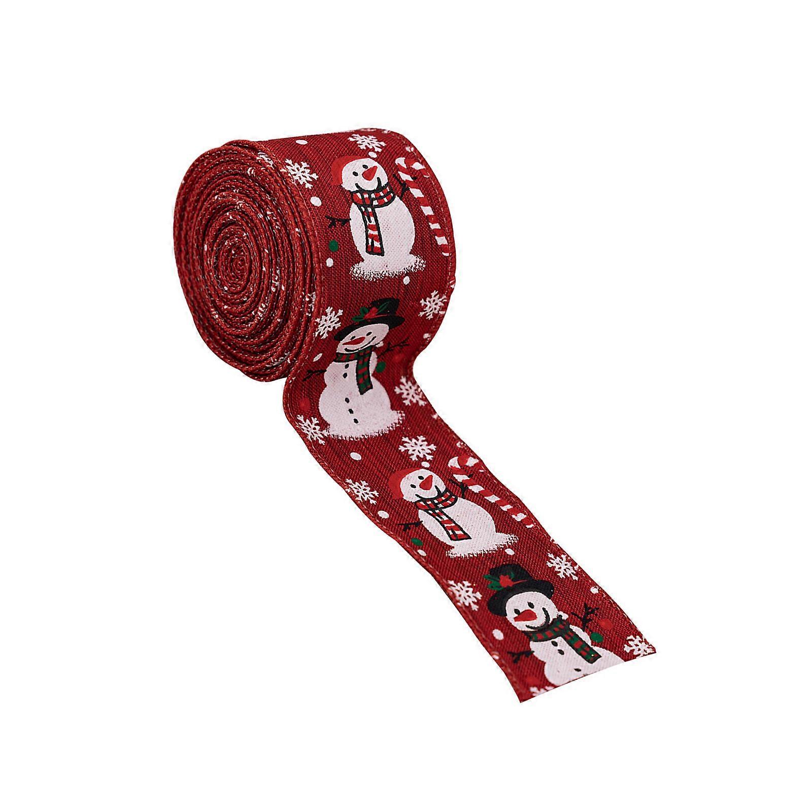 User friendly Snowman Pattern Ribbon Reusable Decorative Accent Christmas Party Supplies For Festival DIY And Event  Red