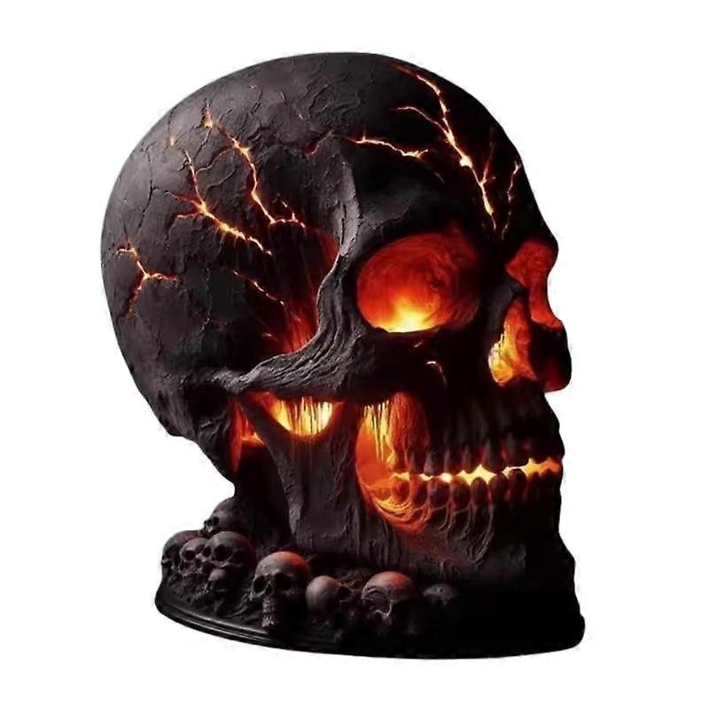 Magma Stone Skull Decor Skull Desk Lamp With Spooky Led Light For Halloween Party Mantel Decoration Unique Room Accent To Ignite