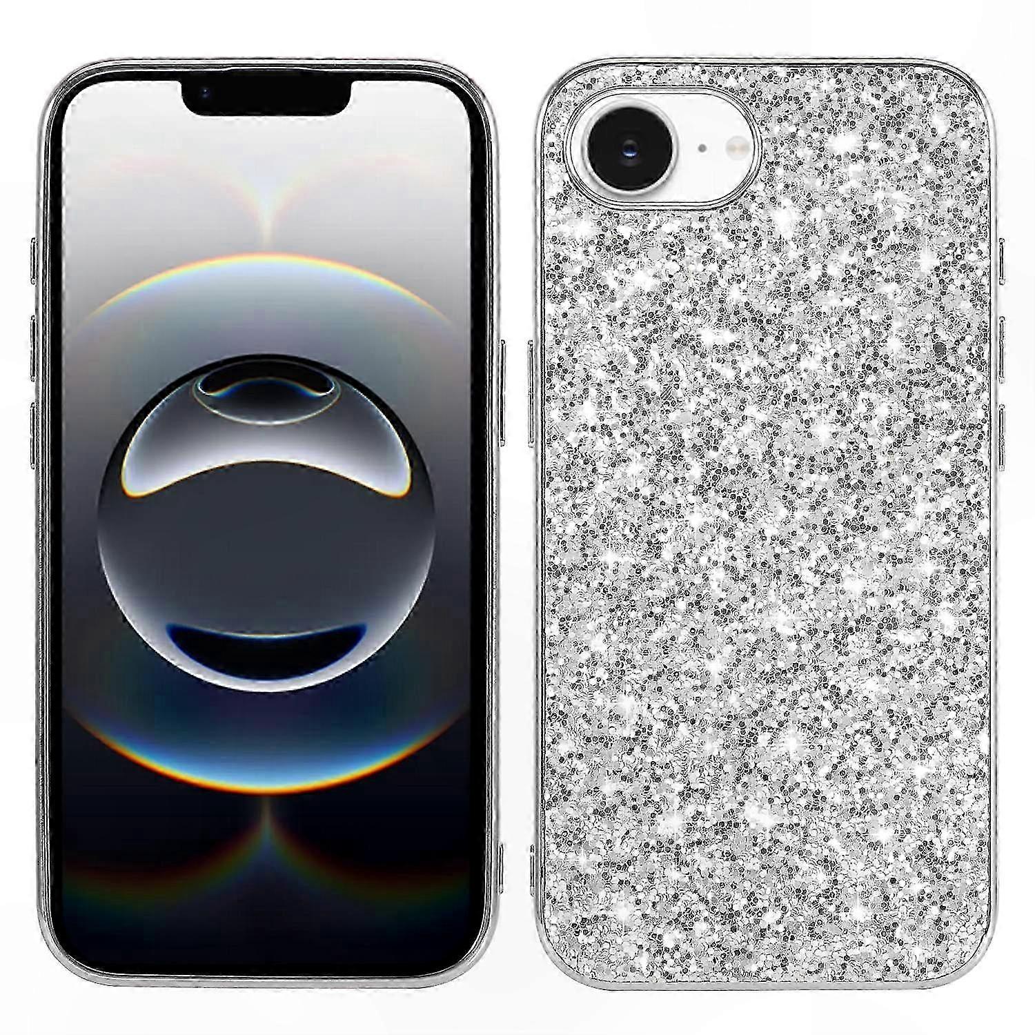 TPU PC Glitter Phone Case for 16e - Sparkling Black Back Cover