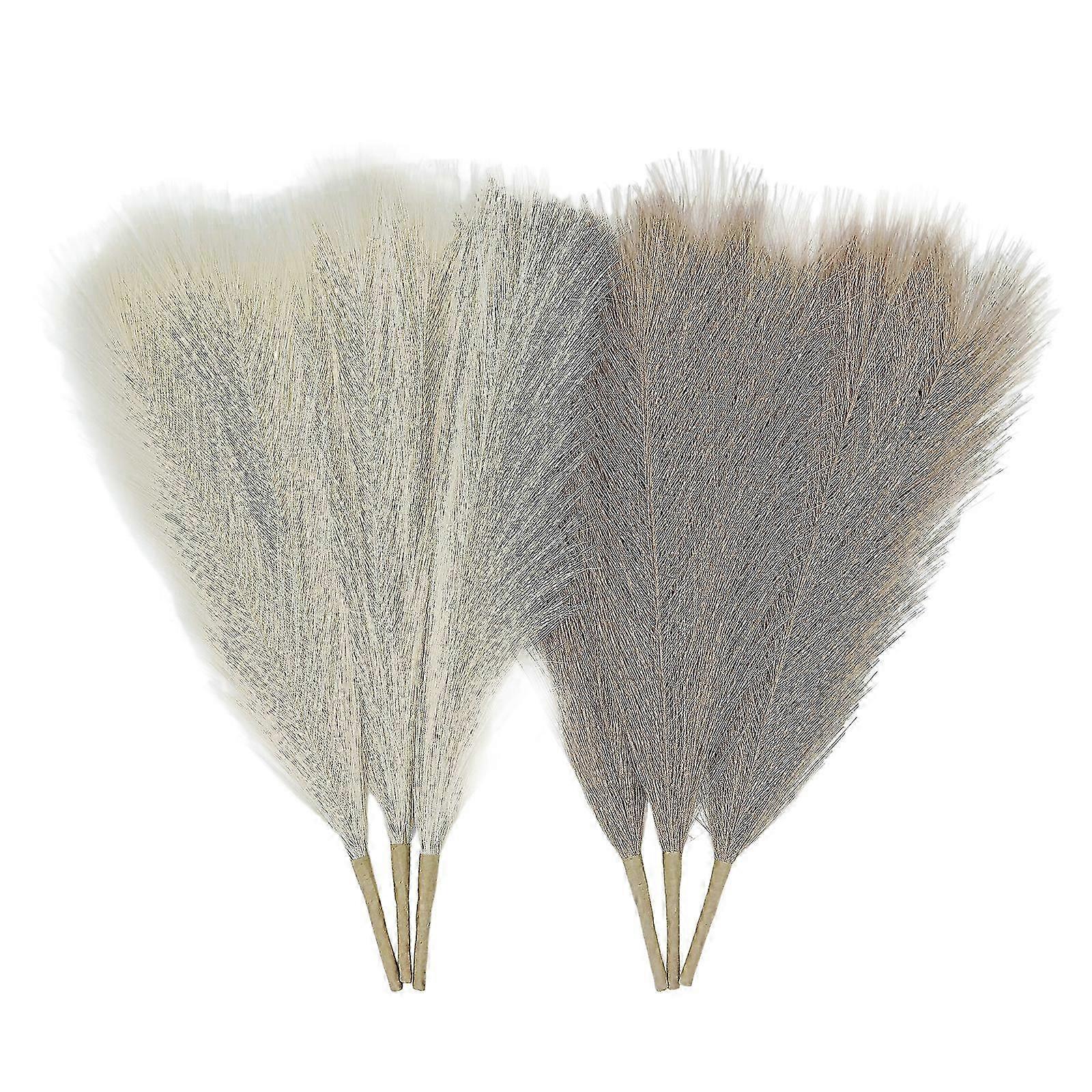 2025 Artificial Pampas Grass 3 Stems Light Coffee & 3 Stems Beige