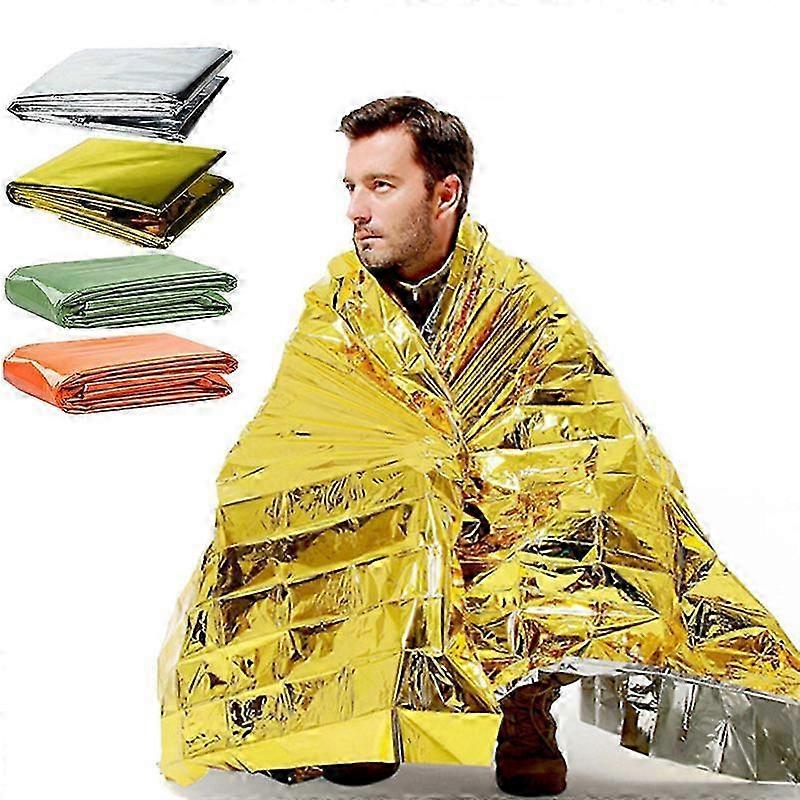 Emergency Thermal Poncho Blanket Lightweight Folding Water Resistant Windproof Sunshade Reusable Portable Camping Mat Pad Cover