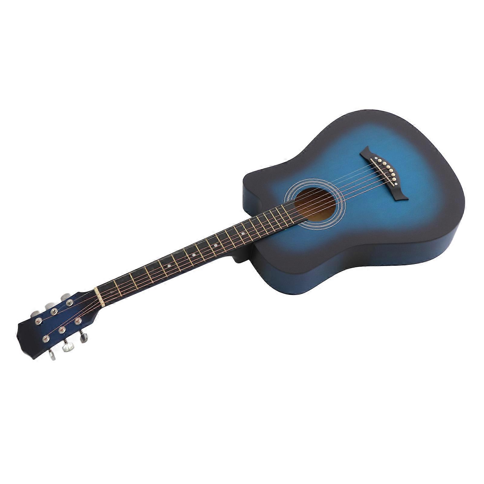38" Full Size Blue 6-String Cutaway Folk Acoustic Guitar