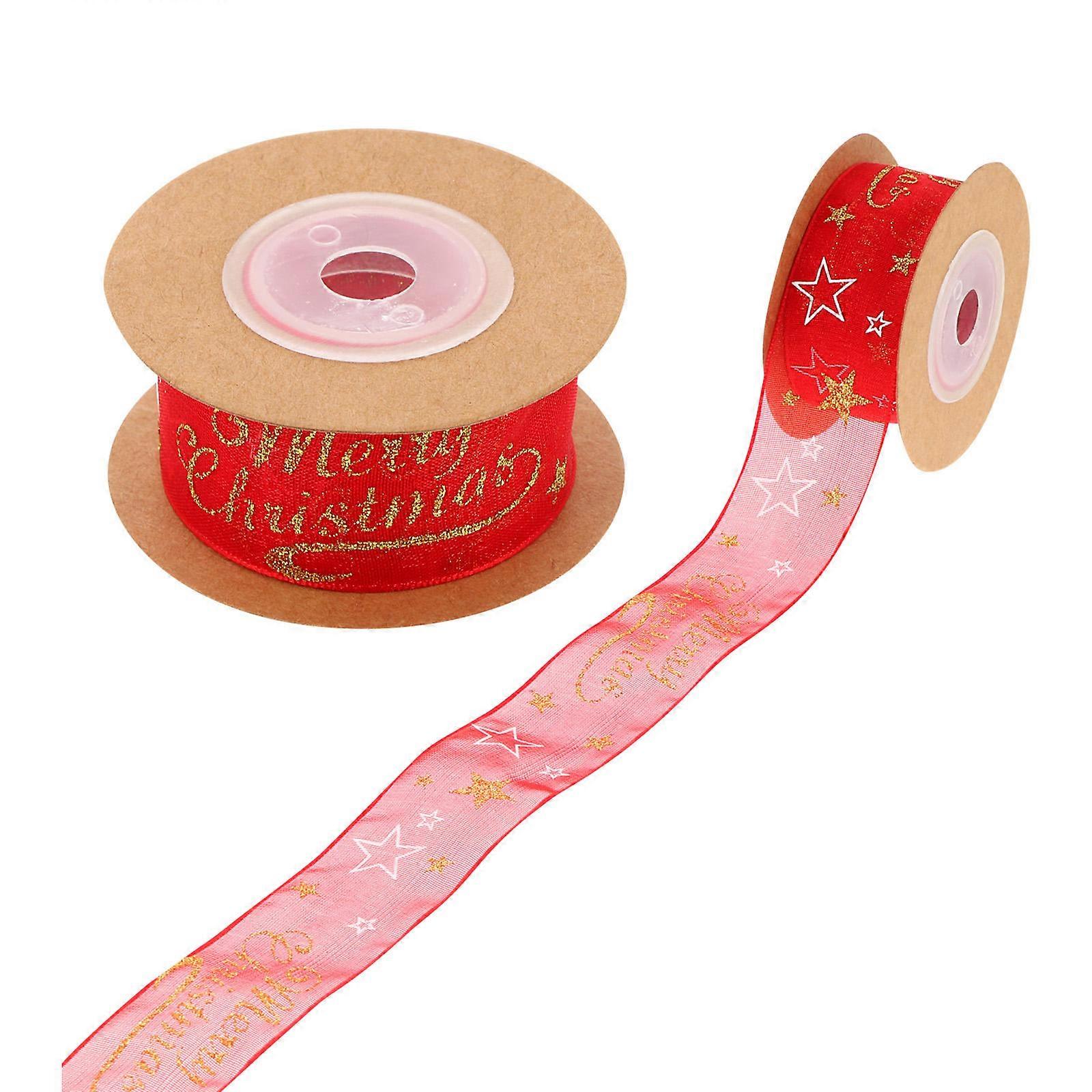 Christmas Ribbon Five-Pointed Star Gift Wrapping Red 1 Roll