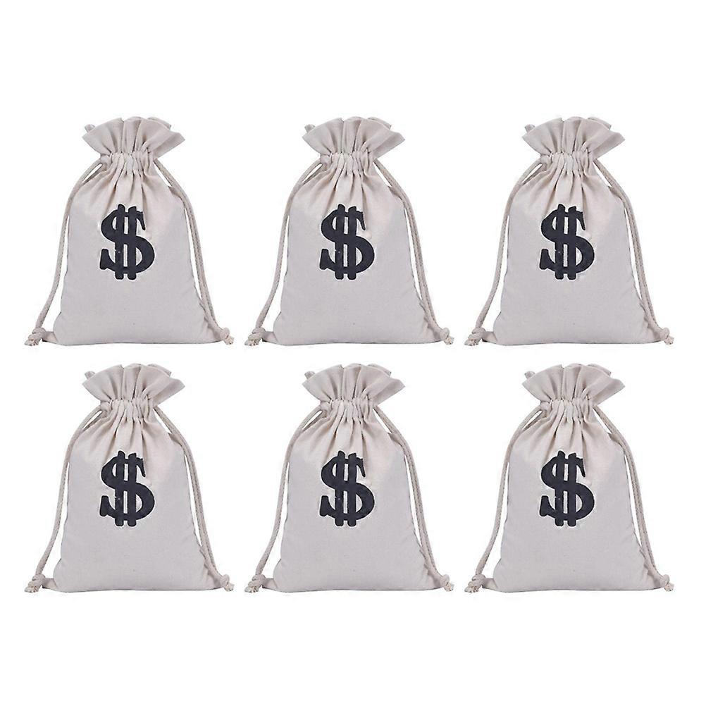 Symbol Drawstring Bag for Storage Use 6Pcs Candy Pouches in White