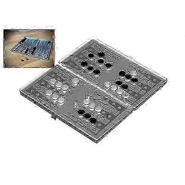 Magnetisches Backgammon / Reise-Backgammon im Taschenformat Spiel Silber Weihnachtsgeschenk