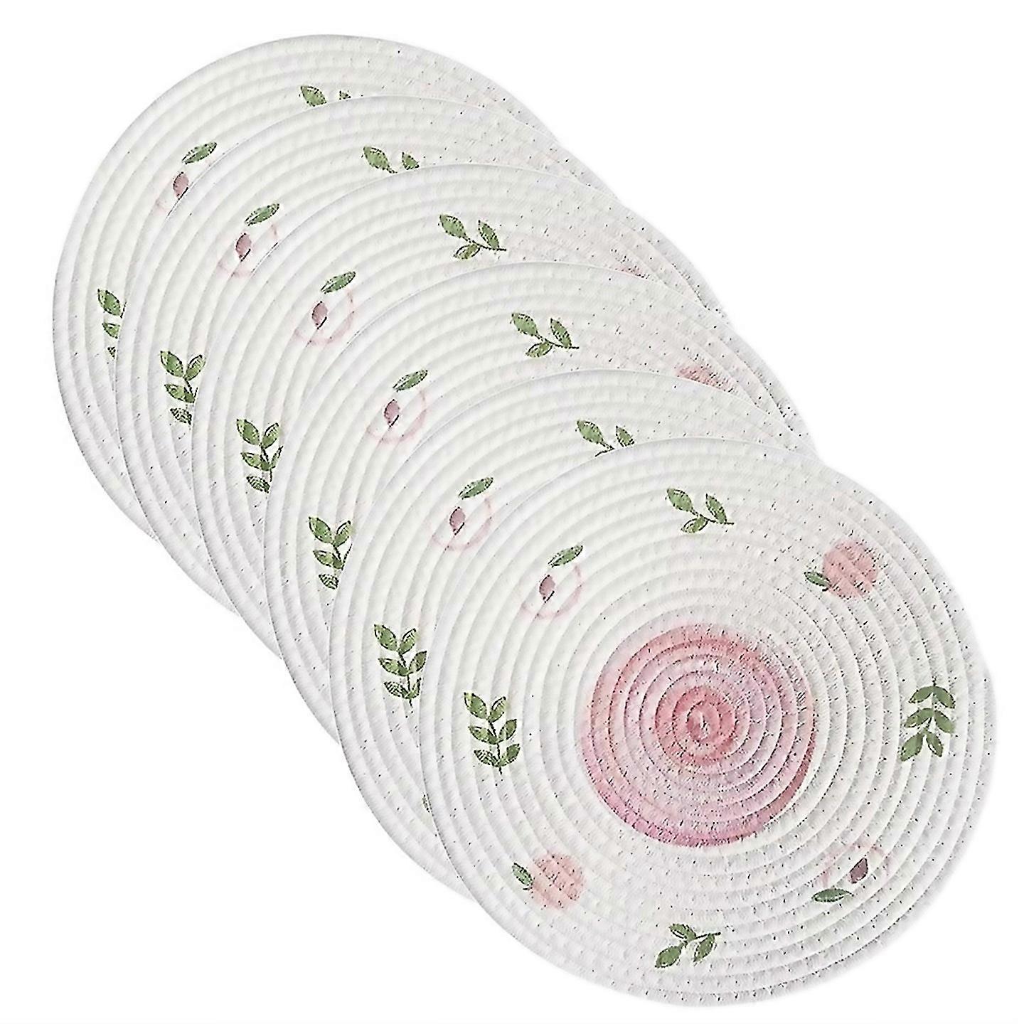 For Woven Pot Mat Spring Flowers Rustic Non Slip Heat Table